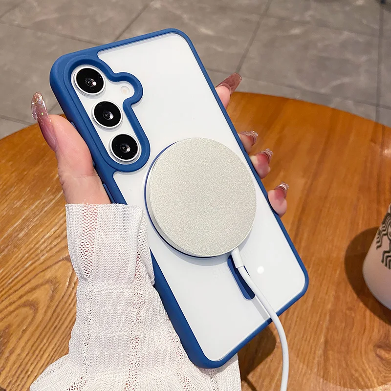 Colour MagSafe Wireless Charge Shockproof Magnetic Bumper Case - Clear