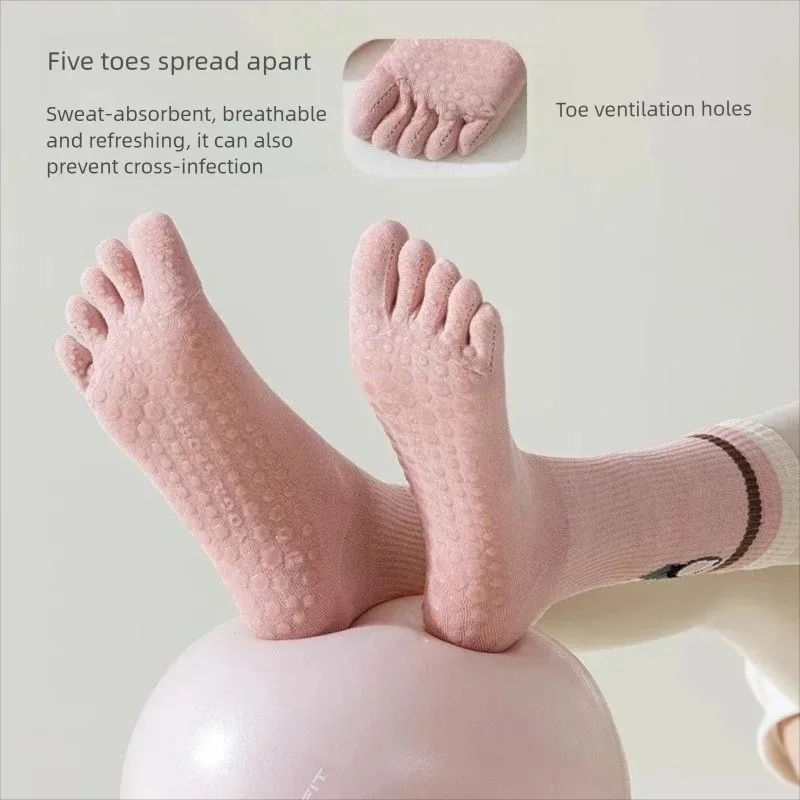 Women's Non-Slip Five-Toe Yoga Socks with Cute Animal Design