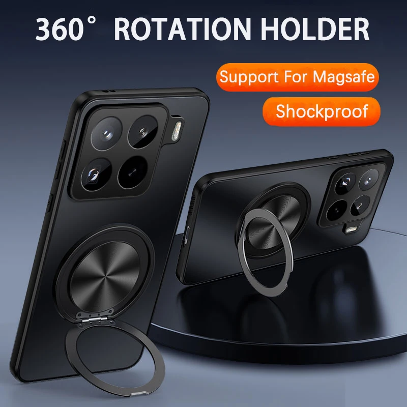 Magnetic Ring Stand Holder Case with Ultra Matte Lens Protector