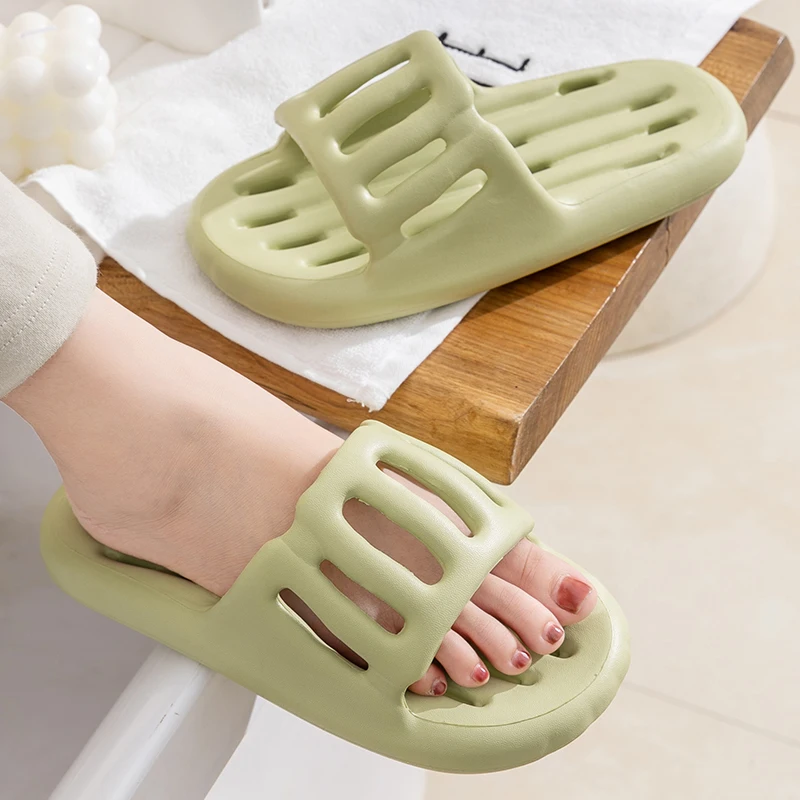 Summer Hollow Out Leakage Quick Drying Sandals For Bathing Men Women Non-slip Soft Bathroom Slippers Ladies' Home Flip Flops beach slippers,women slippers,women flip flops,flip flops,women sandals,men slippers