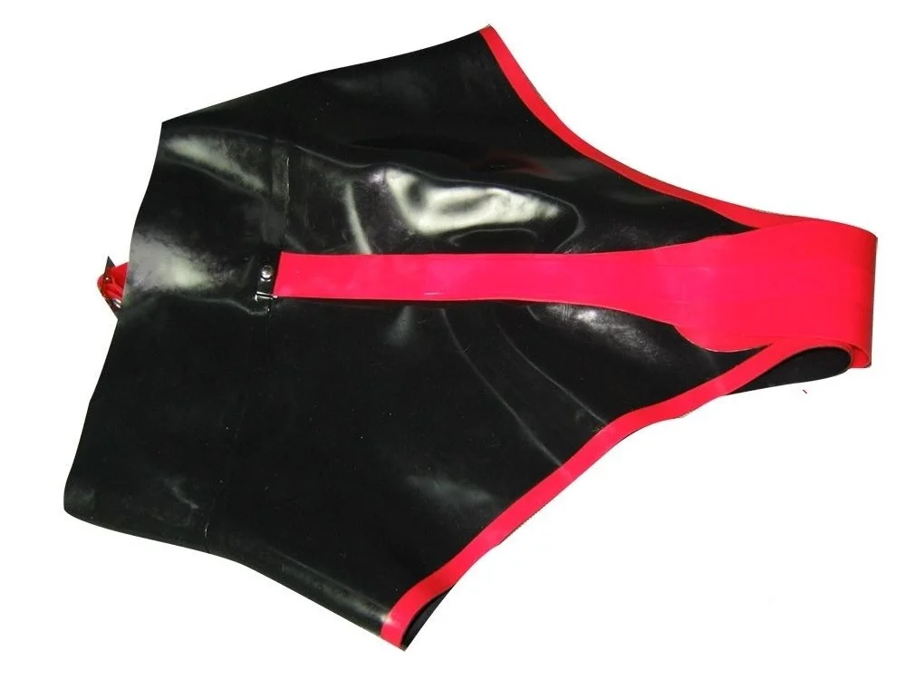 New Design Underwear 100% Latex Rubber Handsome Pink and Black Pants Shorts