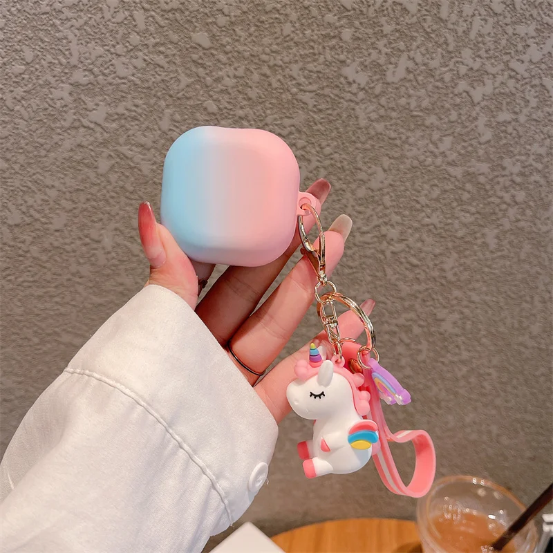Cute 3D Rainbow Unicorn Pendant Hand Rope Pc Earbuds Case Per Samsung Galaxy Buds Pro Buds Pro Per Samsung Buds 2 Hard Cover