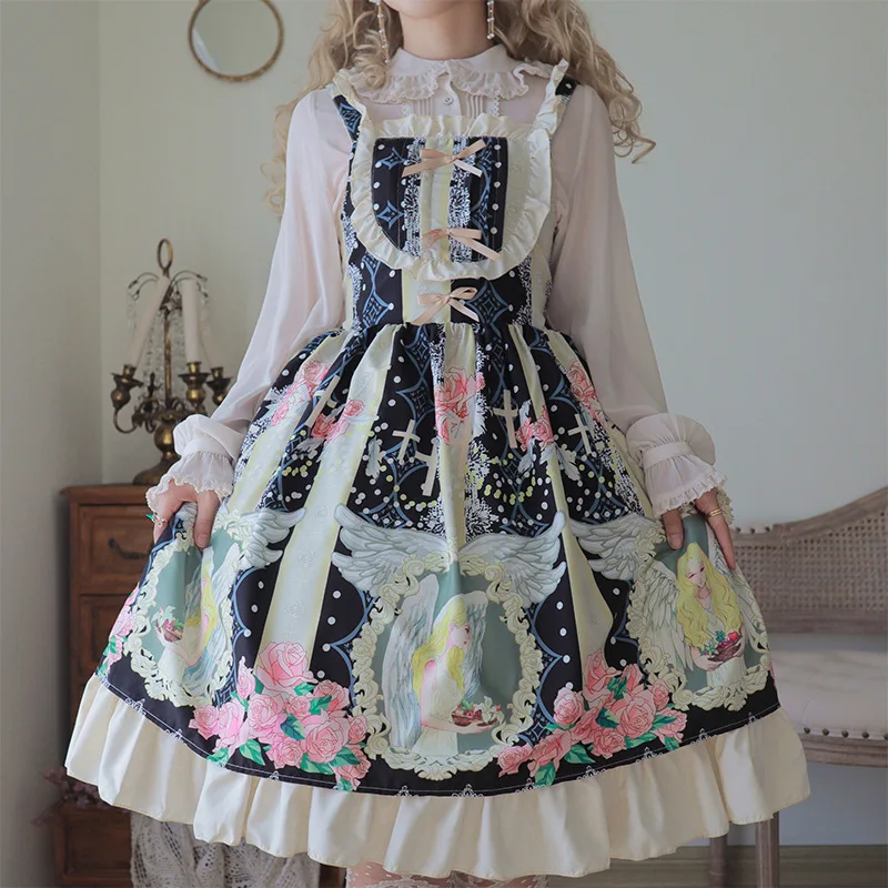 Lolita JSK Sling Dress Costume Cosplay Daily Kawaii Anime Disfraz lolita dress lolita suspender dress lolita cosplay costumes suspender dress lolita skirt lolita blouses