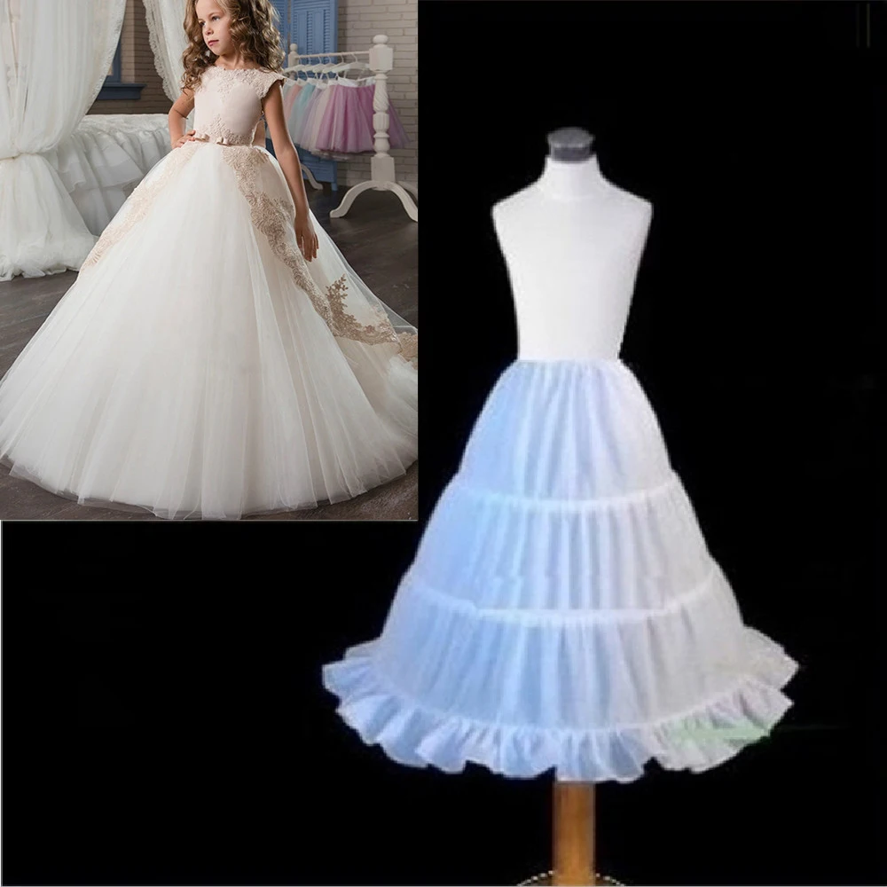 3 Hoop Girls Petticoat Kids Children Clothing White Mesh Lolita Underskirt Catwalk Kids Petticoats for Flower Girls Dresses