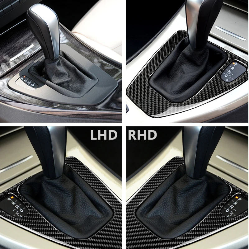 Carbon Fiber Gear Shift Panel Cover For BMW 3 Series E90 E92 2005-2012 335i 328i - Self-Adhesive