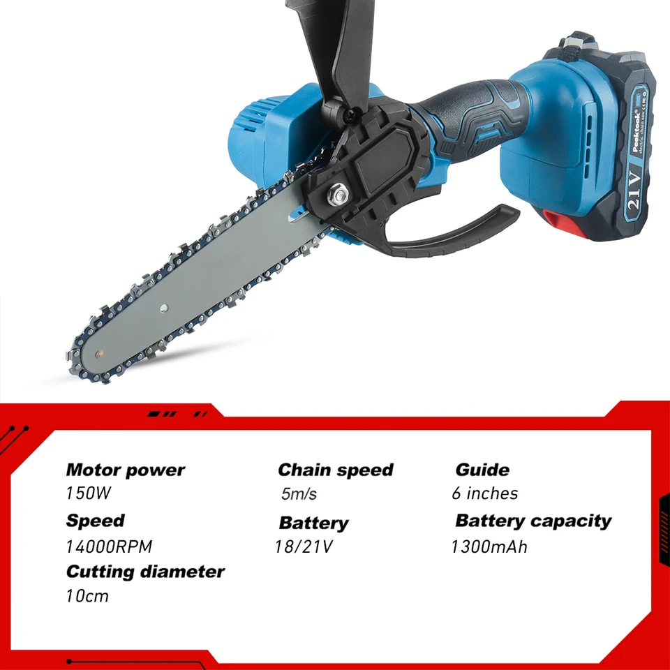Mini Motosierra A Batería 4 Y 6 Pulgadas - Incluye 2 Baterías, Cadenas De Repuesto, Ligera Y Portátil, Para Jardinería