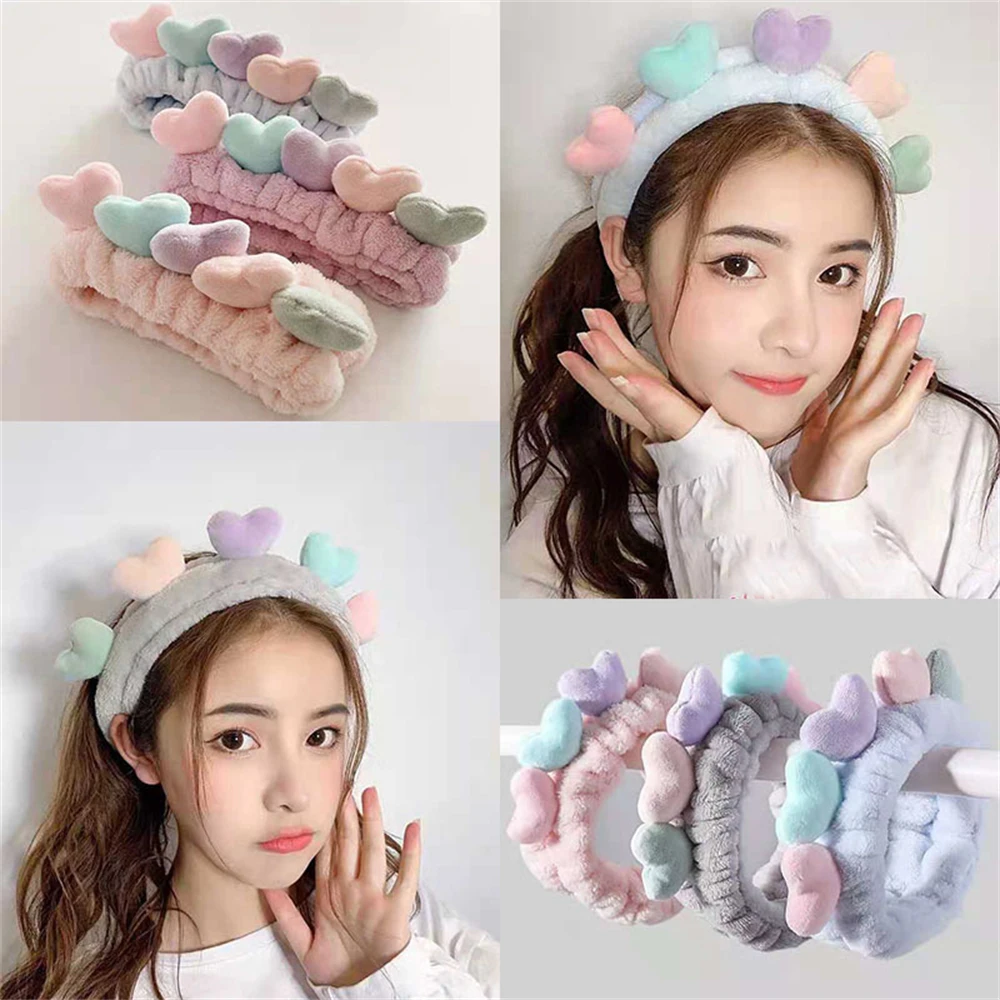 

Autumn Winter Hairbands Cute Plush Love Headbands Sweet Girls Makeup Bundled Headdress Hair Trendy Hair Accessories For Women