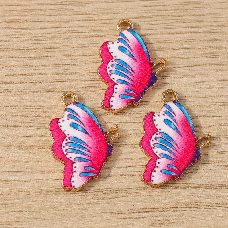 10 Stück niedliche bunte Emaille-Tier-Schmetterlings-Anhänger für die Schmuckherstellung, Ohrringe, Halsketten, Armbänder, DIY-Zubehör