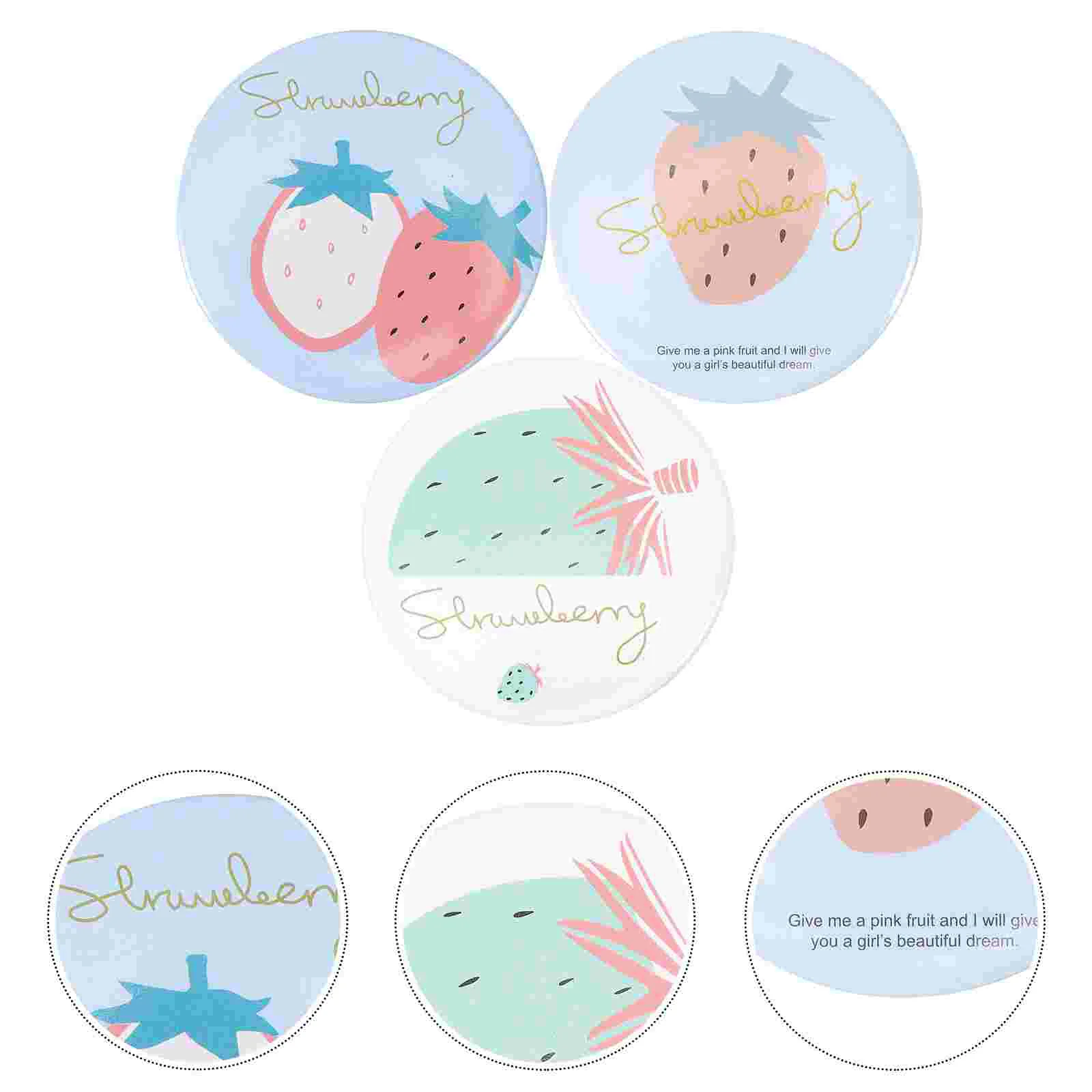 

6 Pcs Small Round Mirror Vanity Light Makeup Mini Portable Cartoon Cosmetics Hand