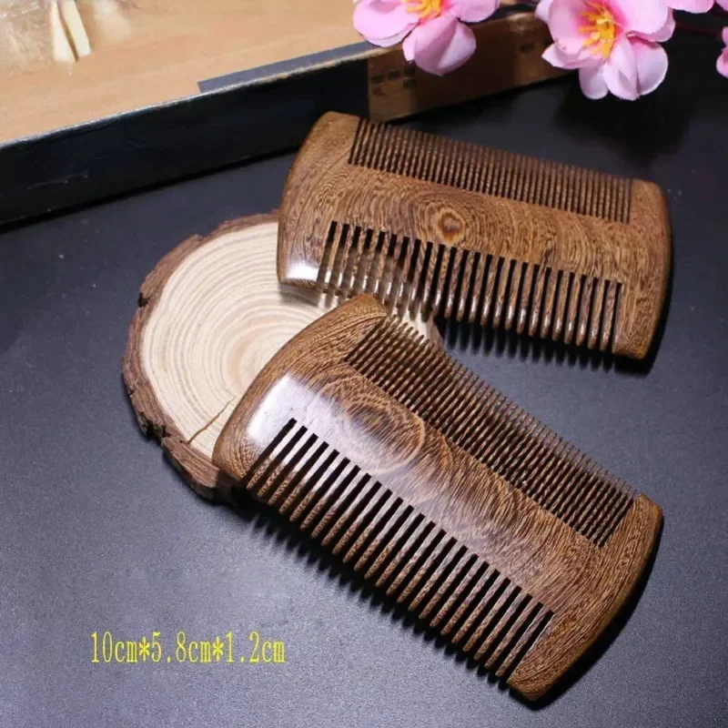 2pcs Women Men Use Green Sandalwood Pocket Beard & Hair Combs Comfortable Use Classic Style Handmade Natural Wood Comb