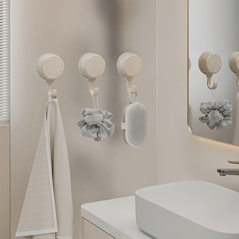 3 Strong Vacuum Suction Cup Hooks - Suitable for Bathroom and Bedroom Organization - Firm,Easy to Install, Wall-Mounted Storage