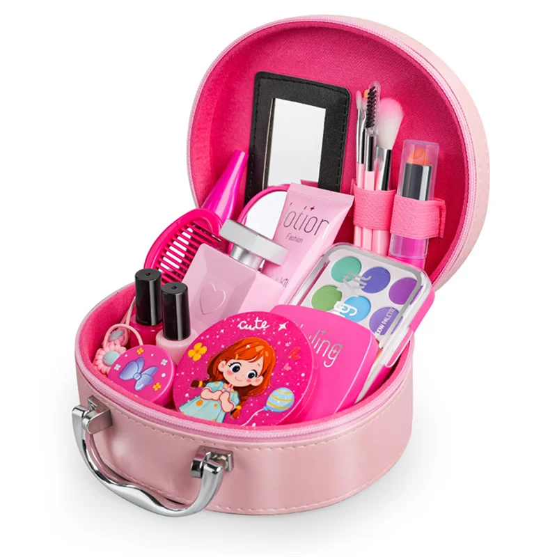 Pink Simulation Girl Beauty Play Game Cosmetics Bag Toy Set