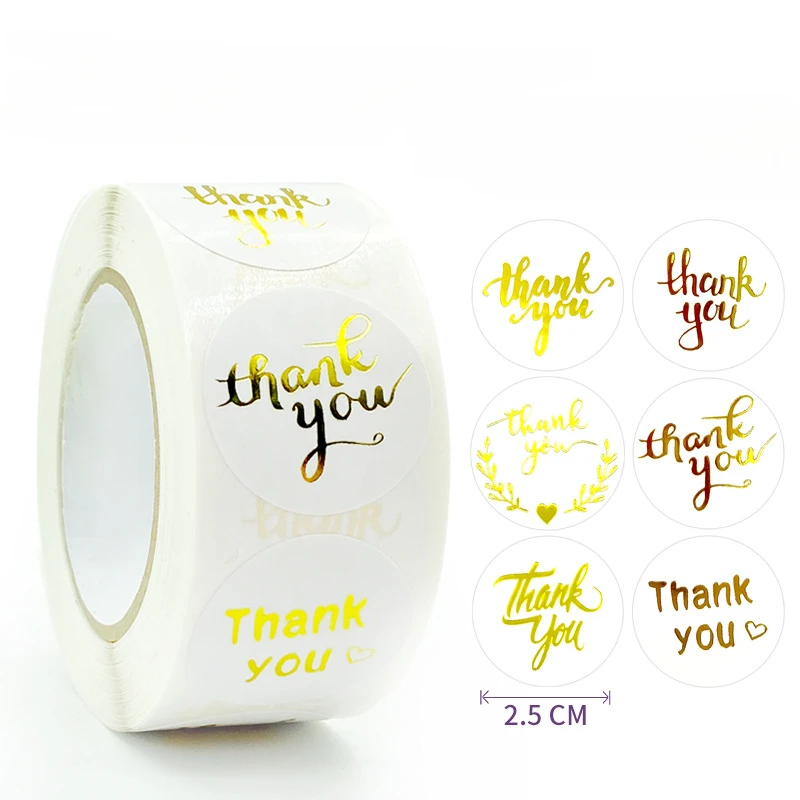 

50-500pcs Roll Thank You Stickers Labels Stamps Round Floral Multicolor Envelopes Cute Closure Wedding Decoration