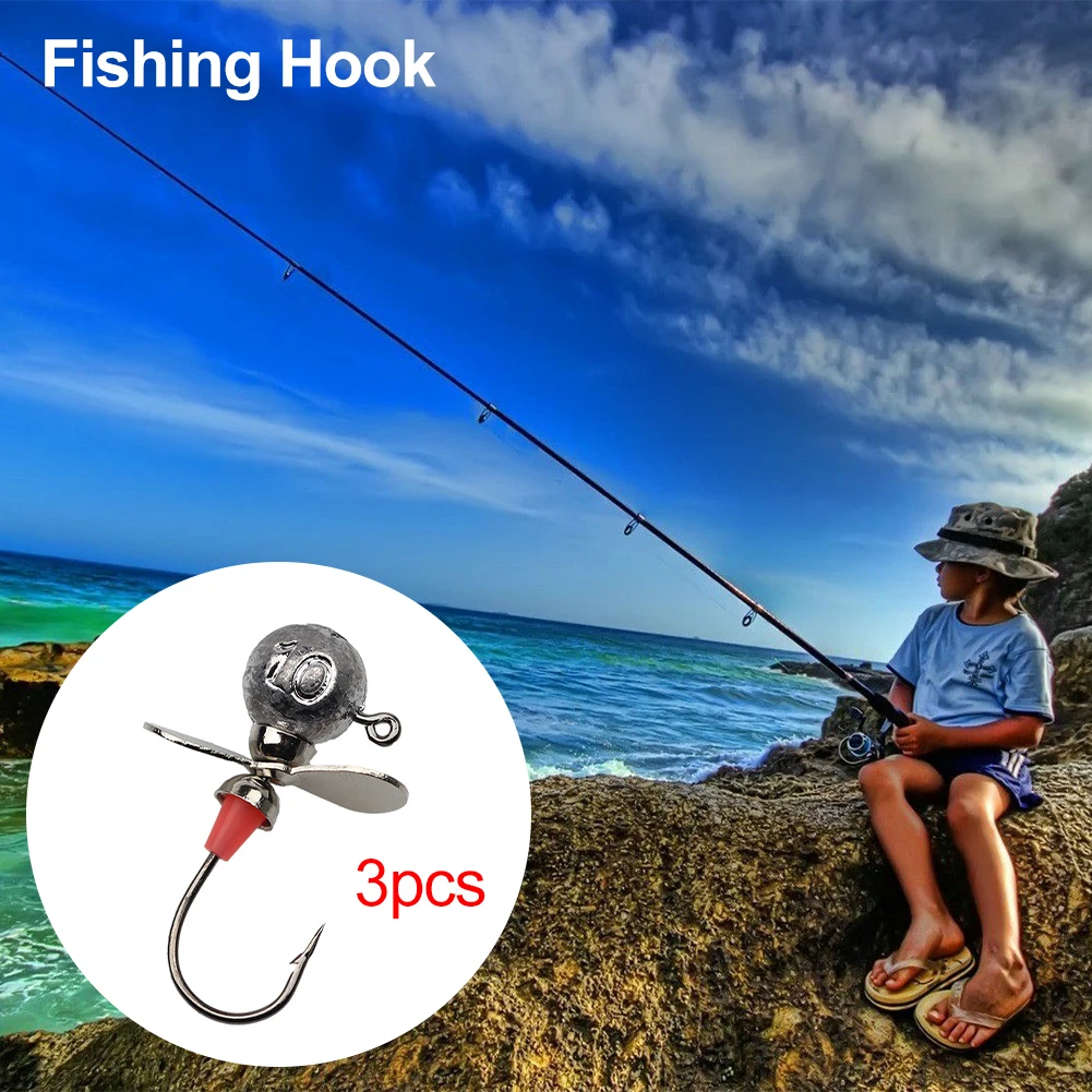 Spinpoler Fishing Jig Heads With Propeller Round Ball Fishhook Crappie