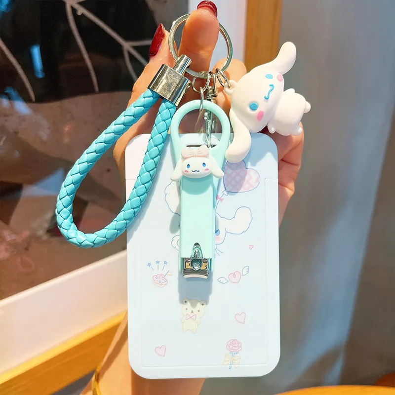 

Kawaii Sanrio Cinnamoroll Card Holder Hello Kitty Kuromi Melody Keychain Pendant Card Holder Lanyard Card Holders for Girls Gift