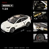 New 1:24 Teslas Model Y Model 3 With Charging Pile Alloy Car Die Cast Toy Car Model Sound and Light Children's Collectibles Gift 4