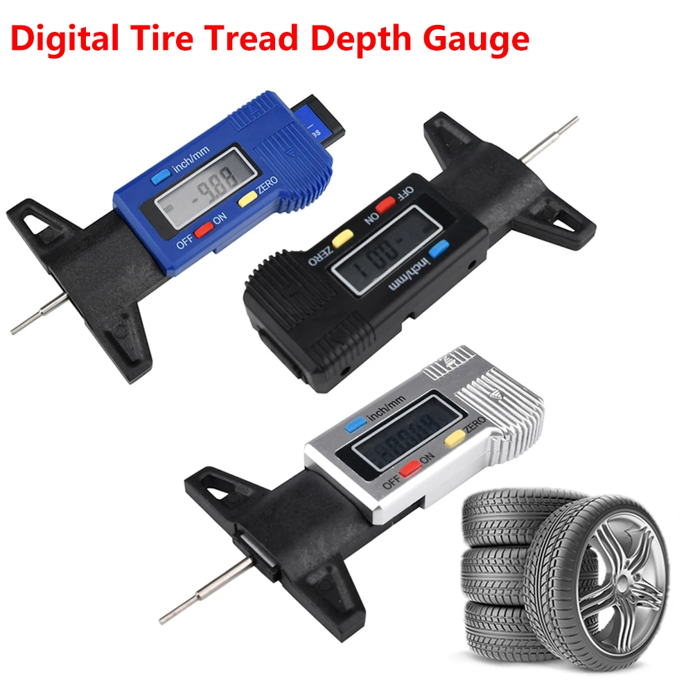 Digital Car Tyre Tire Tread Depth Gauge Meter Measurer Tool Caliper Thickness Gauges Tread Brake Pad Shoe Tire Monitoring System