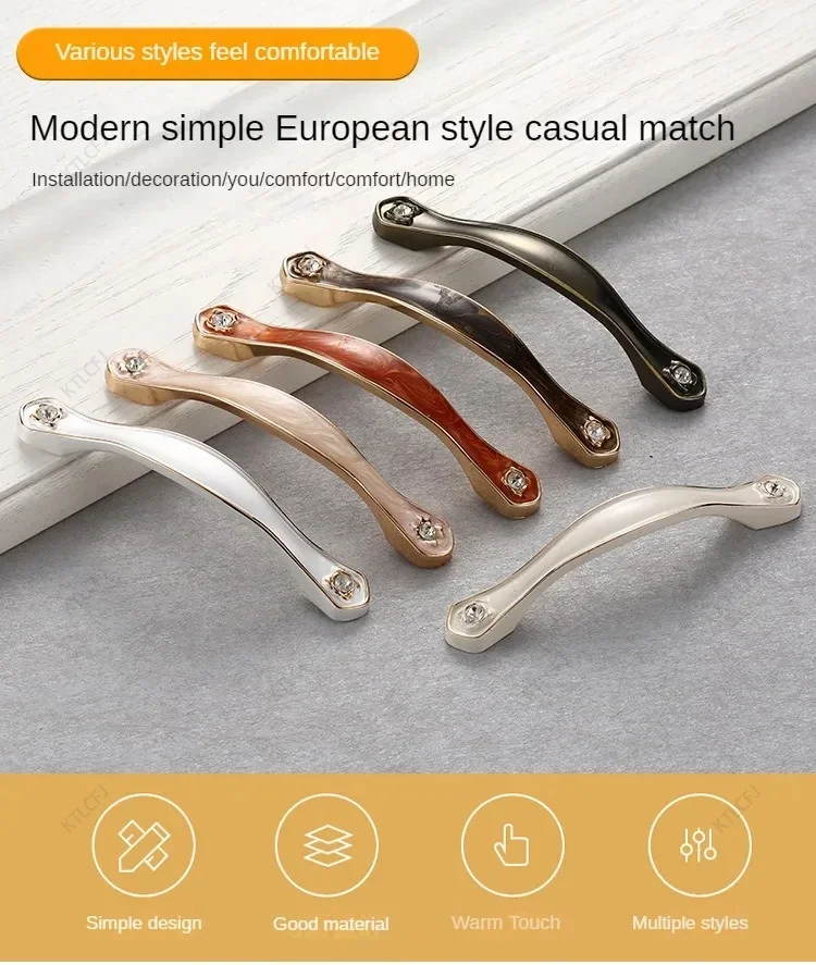 Description Picture 2 of itemEuropean Light Luxury Red/White/Black Amber Handle Zinc Alloy Solid Cabinet Wardrobe Drawer Handle