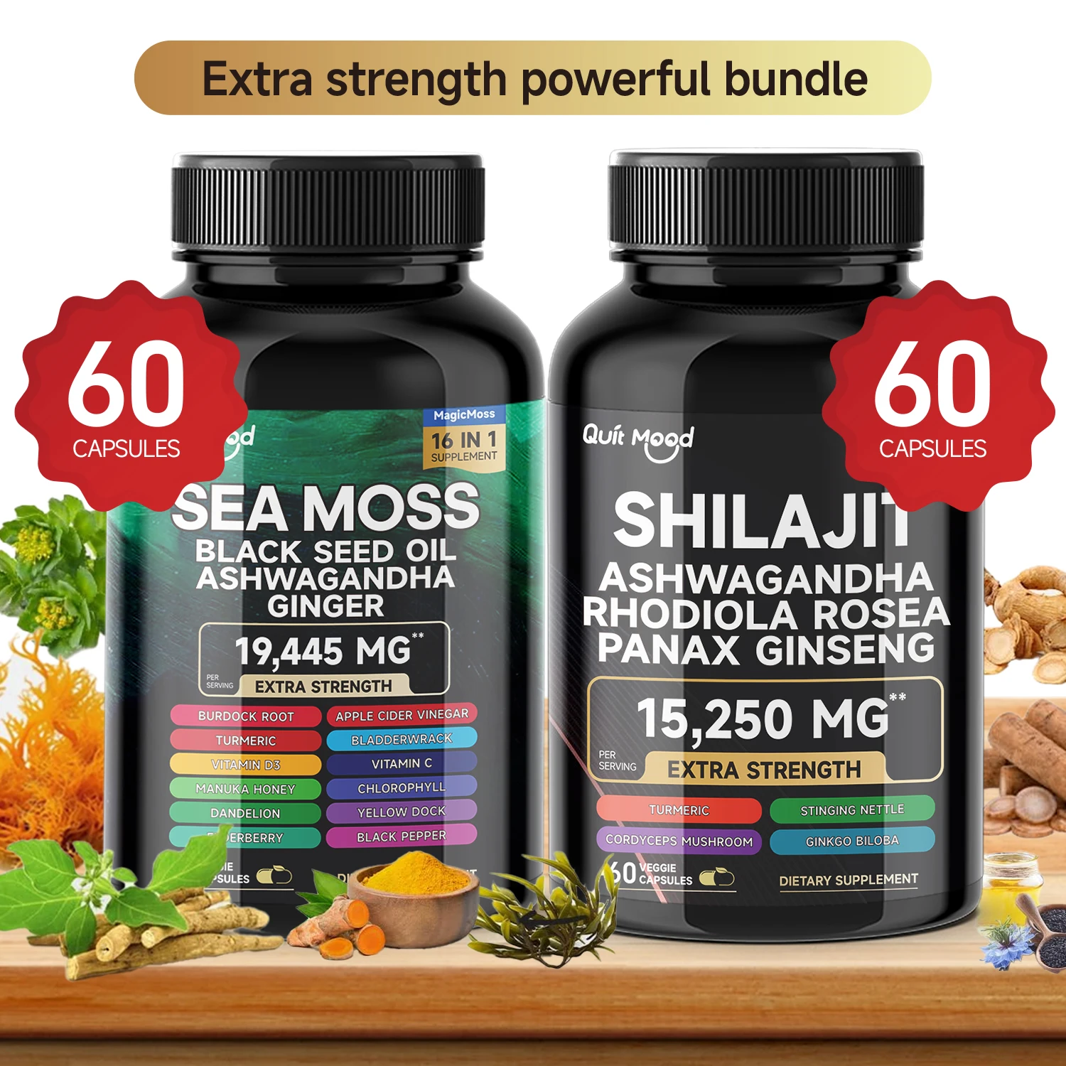 Quitmood Sea Moss Shilajit Energy Bundle