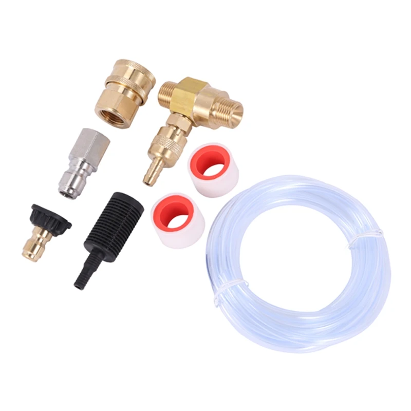 

Pressure Washer Chemical Injector Kit Adjustable Soap Dispenser, 3/8 Inch Quick Connect, 10 Ft Siphon Hose, Come With 1 Pcs Soap