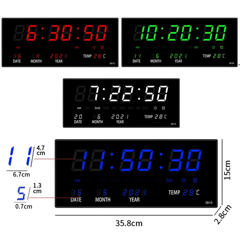 LED Perpetual Calendar Electronic Clock Digital Wall Clock Alarm Hourly Chiming Temperature Table Clocks Home Office