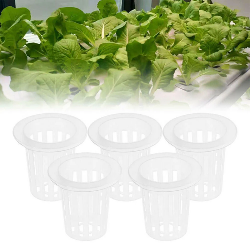

50 PCS Plant Net Cup Cylinder Sponge For Hydroponics Aquaponics Orchid Plant Startup UV Resistant Plastic Net Cup