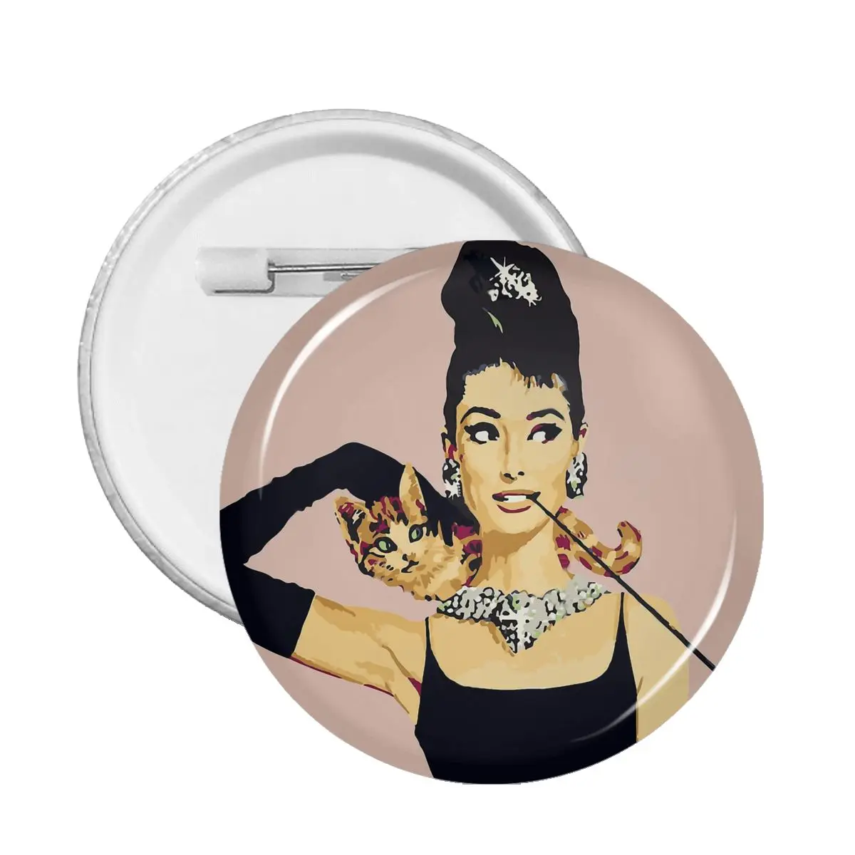 Breakfast At Tiffanys Audrey Hepburn Pastel Pink Pin Badge For Backpack Badges Brooches Decoration Pins For Lovers