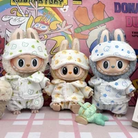 Labubu Mini Pajamas With Eye Mask Three-piece Kawaii 15-17cm V1 V2 Labubu Clothes Cute Idol Plush Doll Accessories Kids Gifts 1