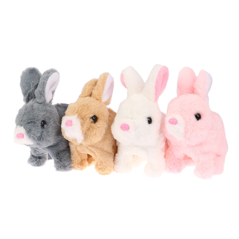 Robot lapin poil de lapin électronique animal de compagnie peluche jouet  animal interactif marcher sauter jouet cadeau d'anniversaire enfant 