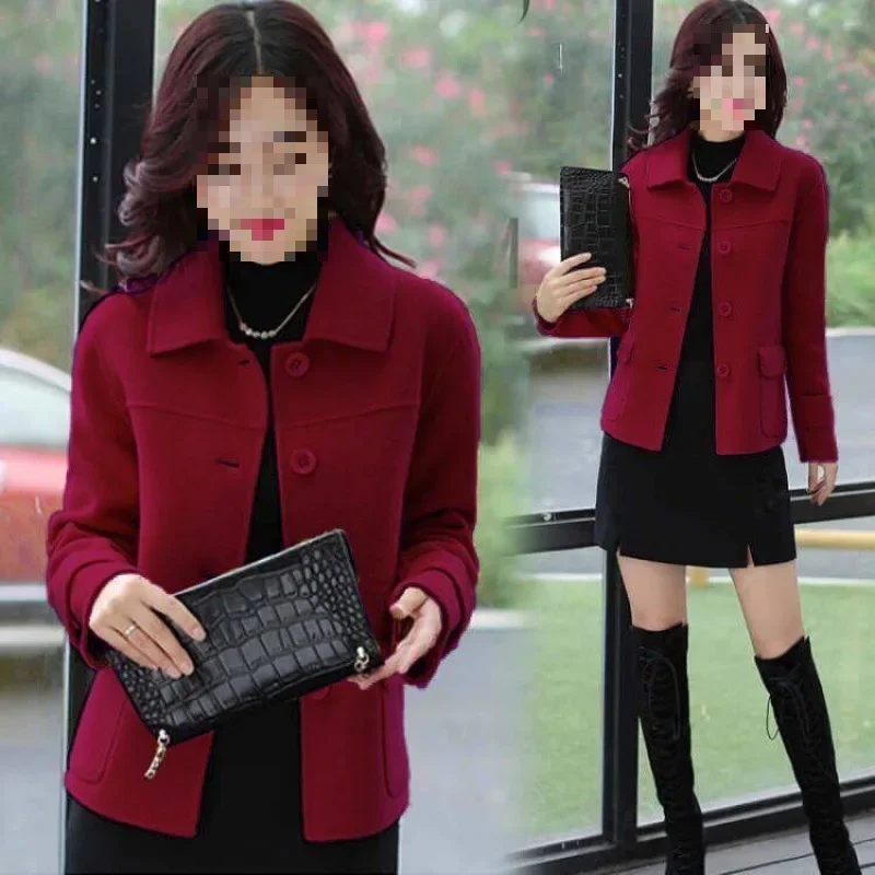 Fashionable Short Woolen Jacket Women's Casual Stylish Polyester Fiber Full Sleeve Short Coat for Autumn plus Size Slimming - Image 3