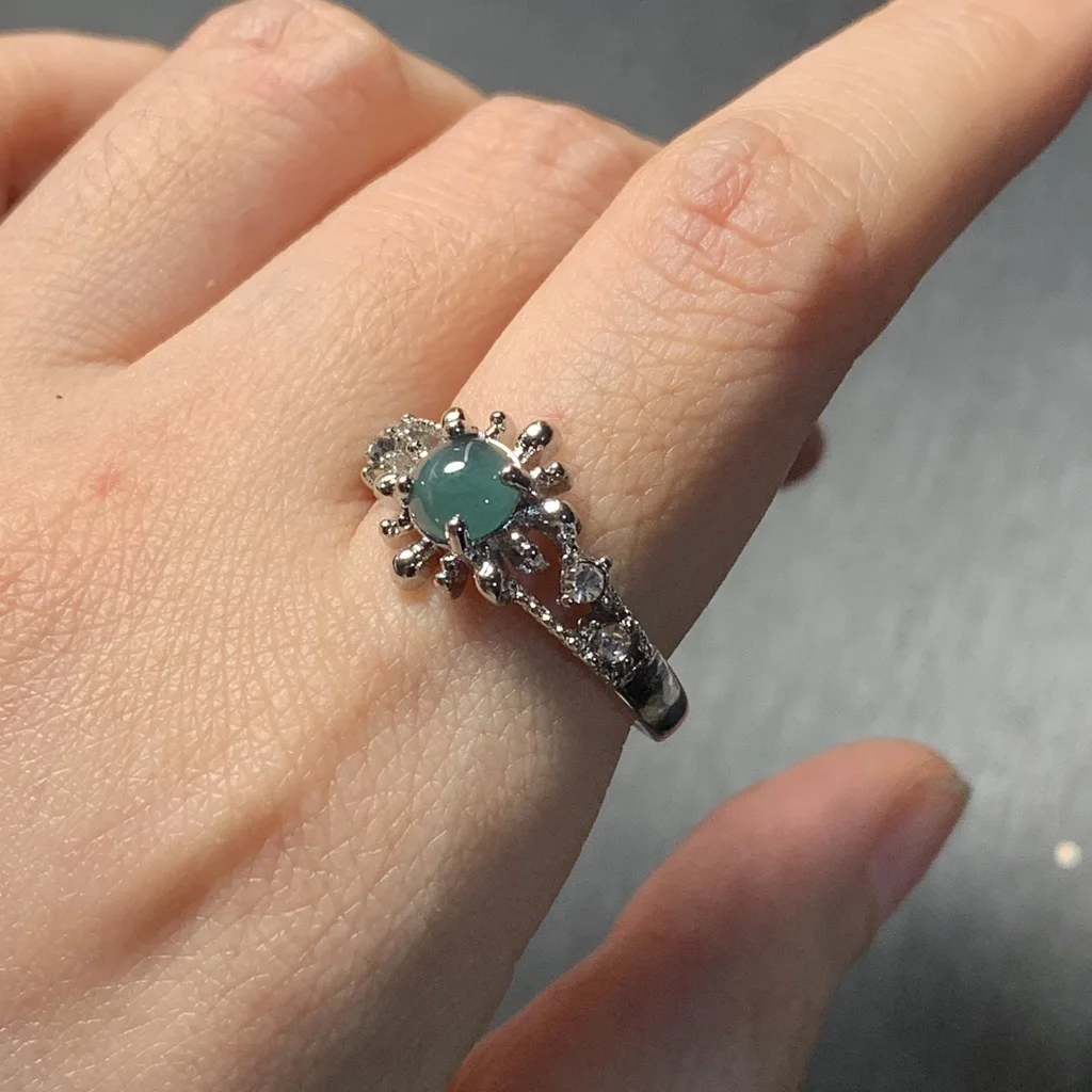 Natural Burma Jade Ring Adjustable Female Ring Jewelry for Women Gift Wholesale High Quality Vintage Fine
