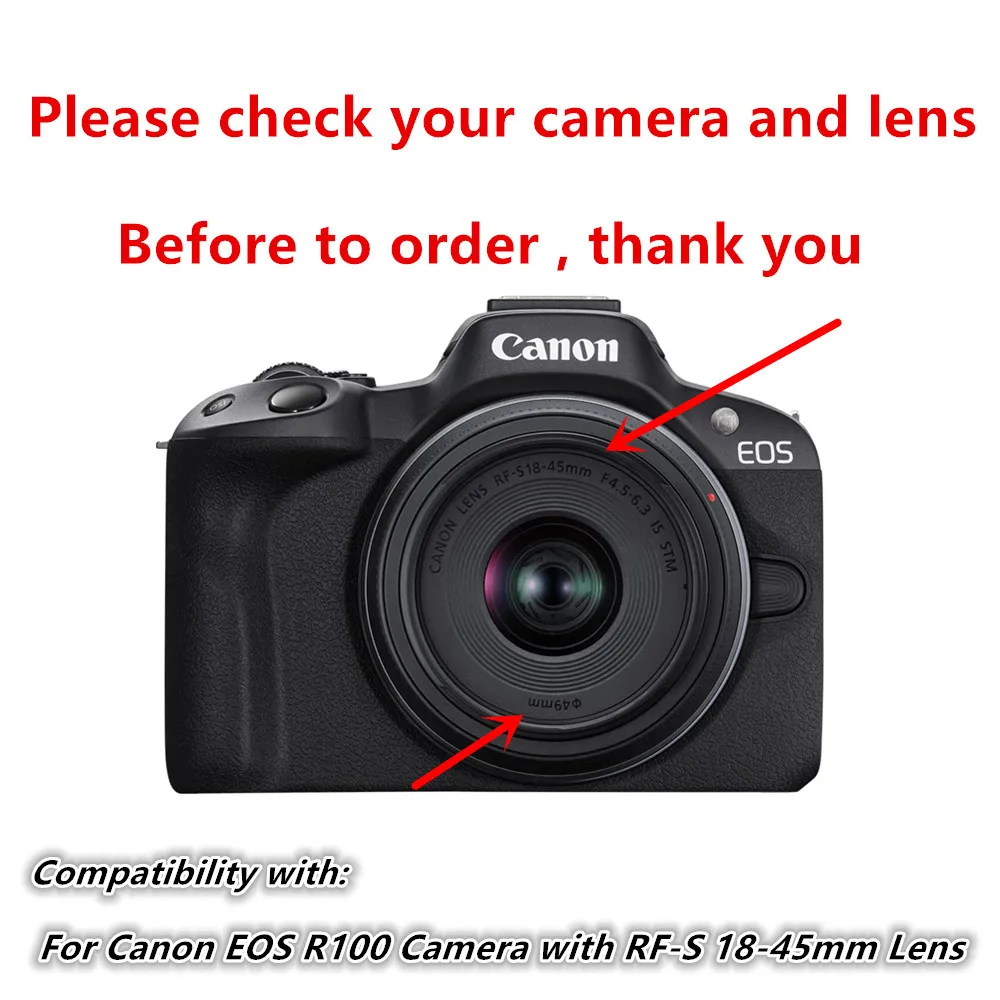 UV Filter Lens Hood Cap + 2x Glass Screen Protector For Canon EOS M10 M100 M200 M6 M50 EF-M 15-45mm / R10 R50 R100 RF-S 18-45mm 2