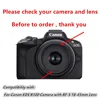 UV Filter Lens Hood Cap + 2x Glass Screen Protector For Canon EOS M10 M100 M200 M6 M50 EF-M 15-45mm / R10 R50 R100 RF-S 18-45mm 2