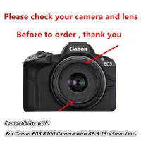 UV Filter Lens Hood Cap + 2x Glass Screen Protector For Canon EOS M10 M100 M200 M6 M50 EF-M 15-45mm / R10 R50 R100 RF-S 18-45mm 2
