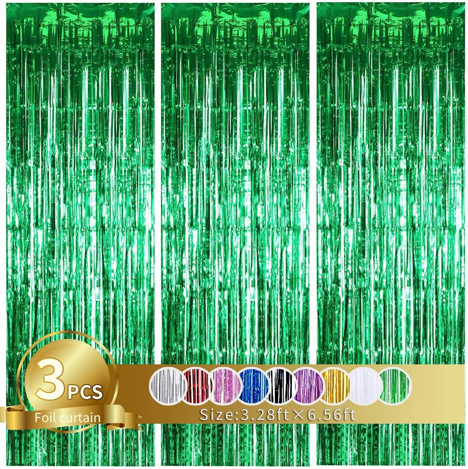 Metallic Streamers 3Pcs Aluminum Foil Fringe Curtain 3Pcs, Backdrop Metallic Streamers Gold Foil Fringe Curtains for Birthday,Christmas,Graduation,Bachelorette Party Streamers Decor 12