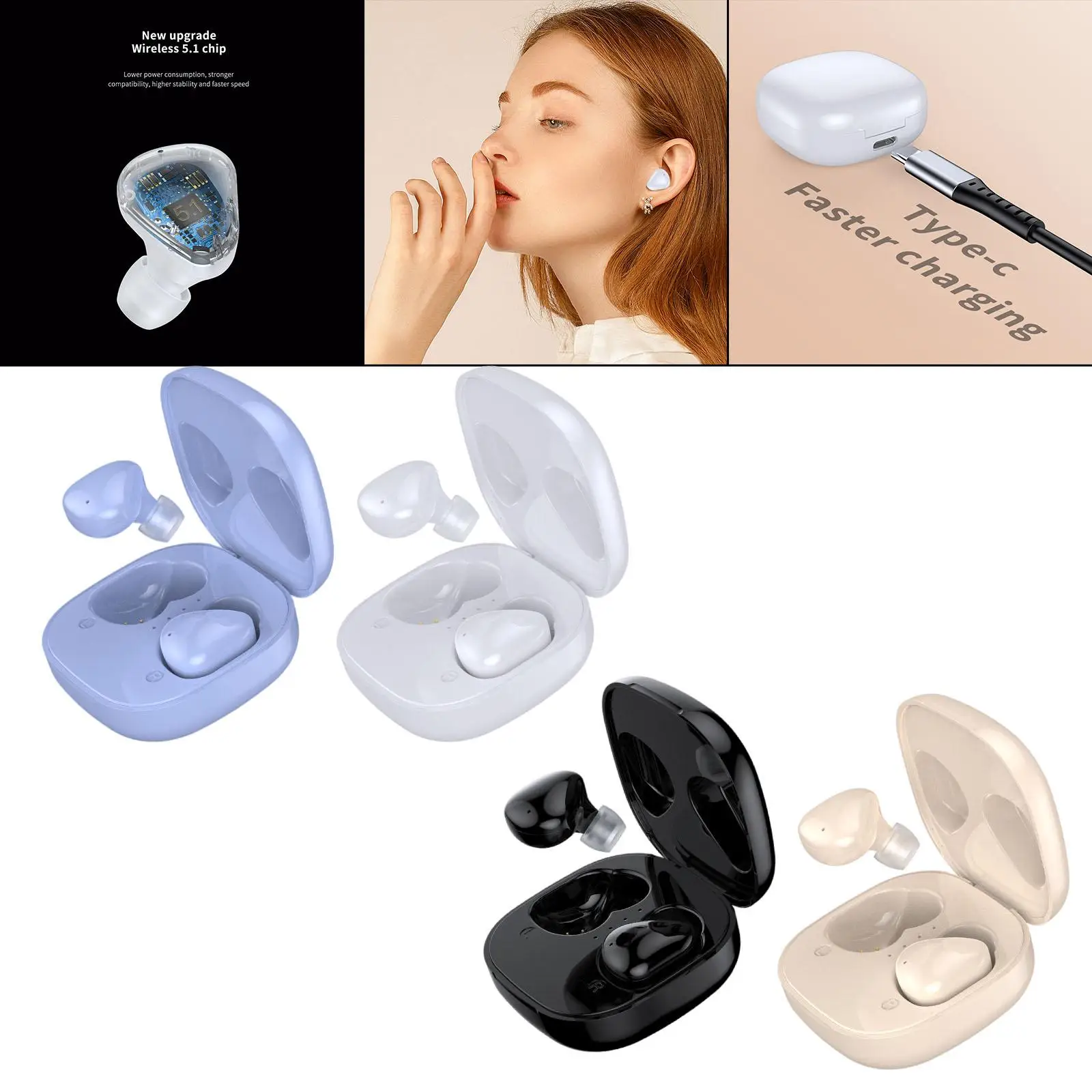 5.1 Stereo Sound W/ Charging Case Portable Built-in Mic Earphone for Android Phone Music