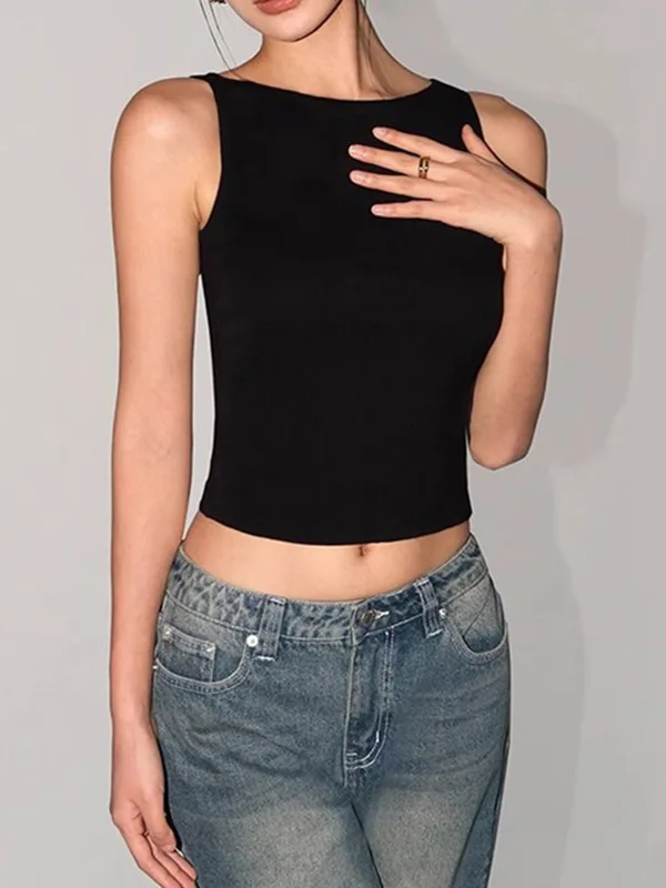 Women Double Layer Boat Neck Soft Slinky T