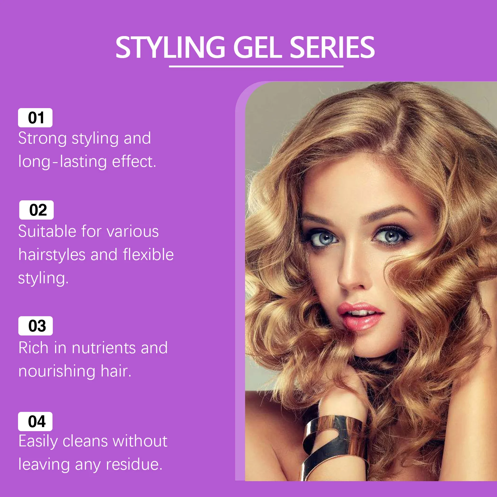 Hair Styling Gel Natural Hair Wax 6 Colors Edge Control Gel Long-Lasting Fluffy Easy to Wash Finishing Shaping Nourishing Hair 5
