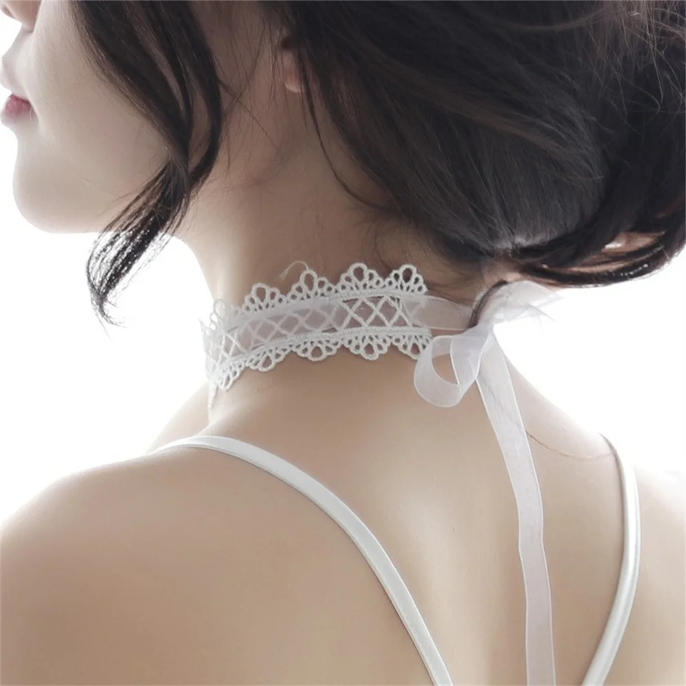 Adjustable Black Lace Choker Necklace With Pendant - Gothic Lolita Style, Alloy & Bead, 9\" Length, Gift Pouch Included