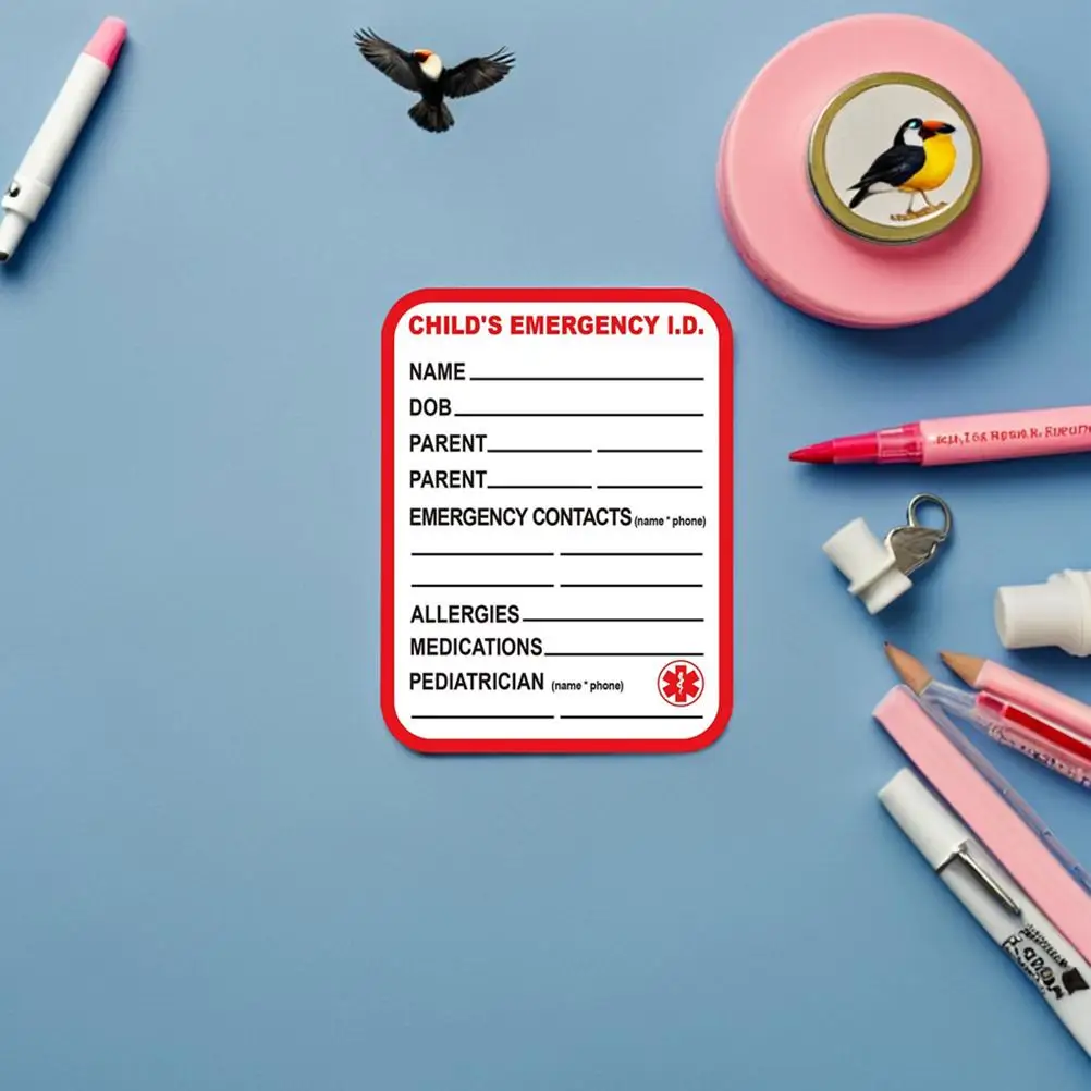 10 Pcs 의료 정보 태그 경고 스티커 학생 드라이버 의류 라벨 요양원 어린이