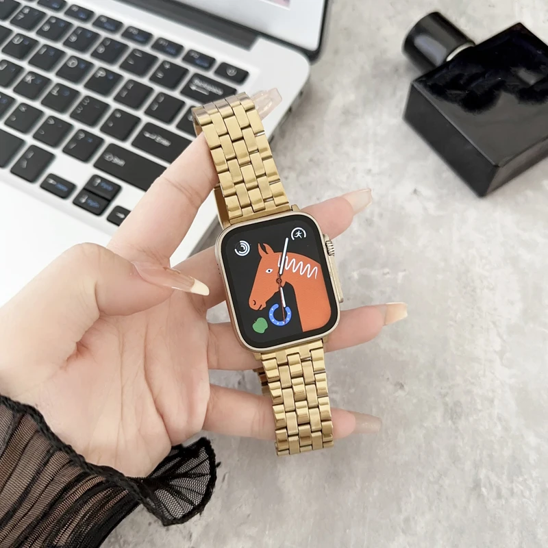 Metal Steel Strip Strap For Apple Watch Band 38/40/41MM 42/44/45/49MM Sports smart watch accessories bracelet iwatchS9Ultra8S7SE