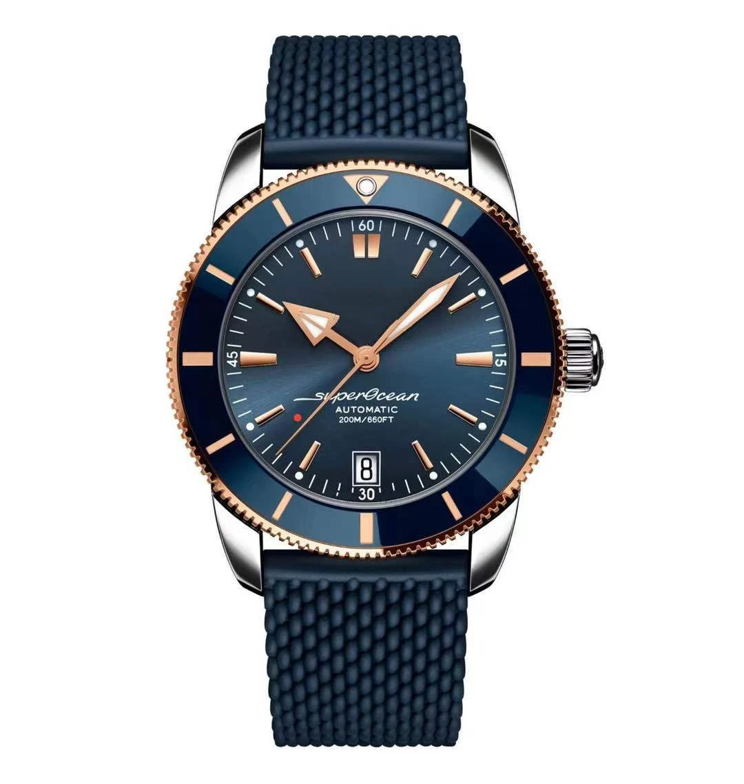 mens Superocean automatic mechanical watch ceramic Black Rose Gold 