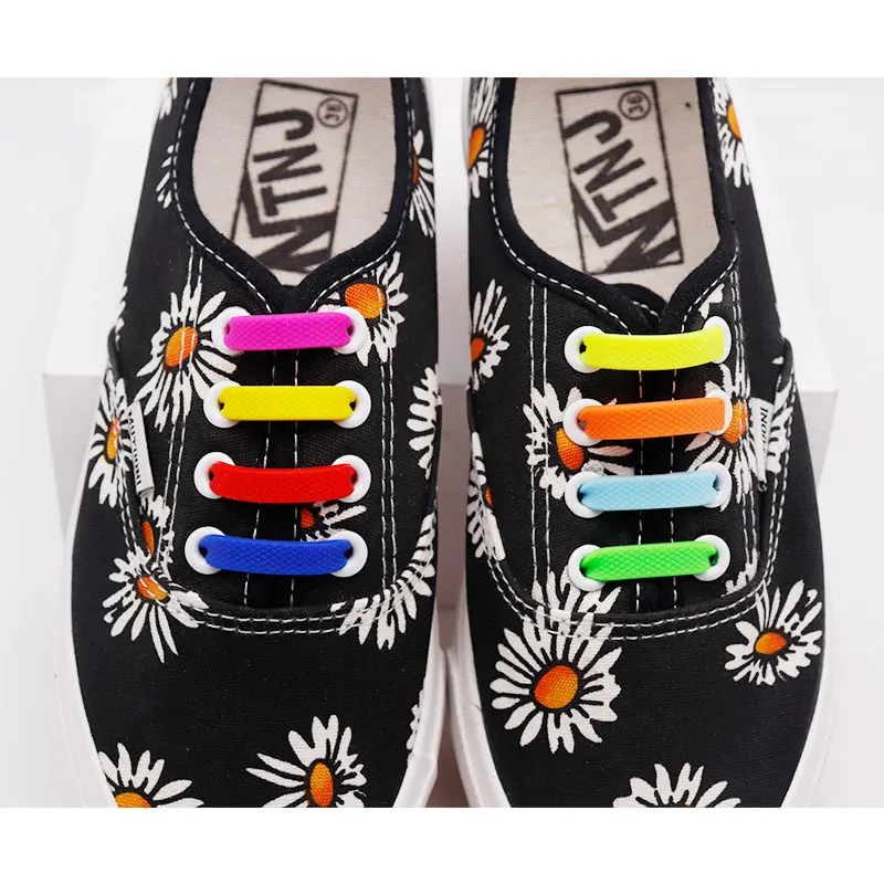 Weiou Lace 20 Pcs/Pair For 10 Holes Casual Canvas Boots Loafer Shoe String Lazier Silicone Convenient Rope Replacement Colorfule
