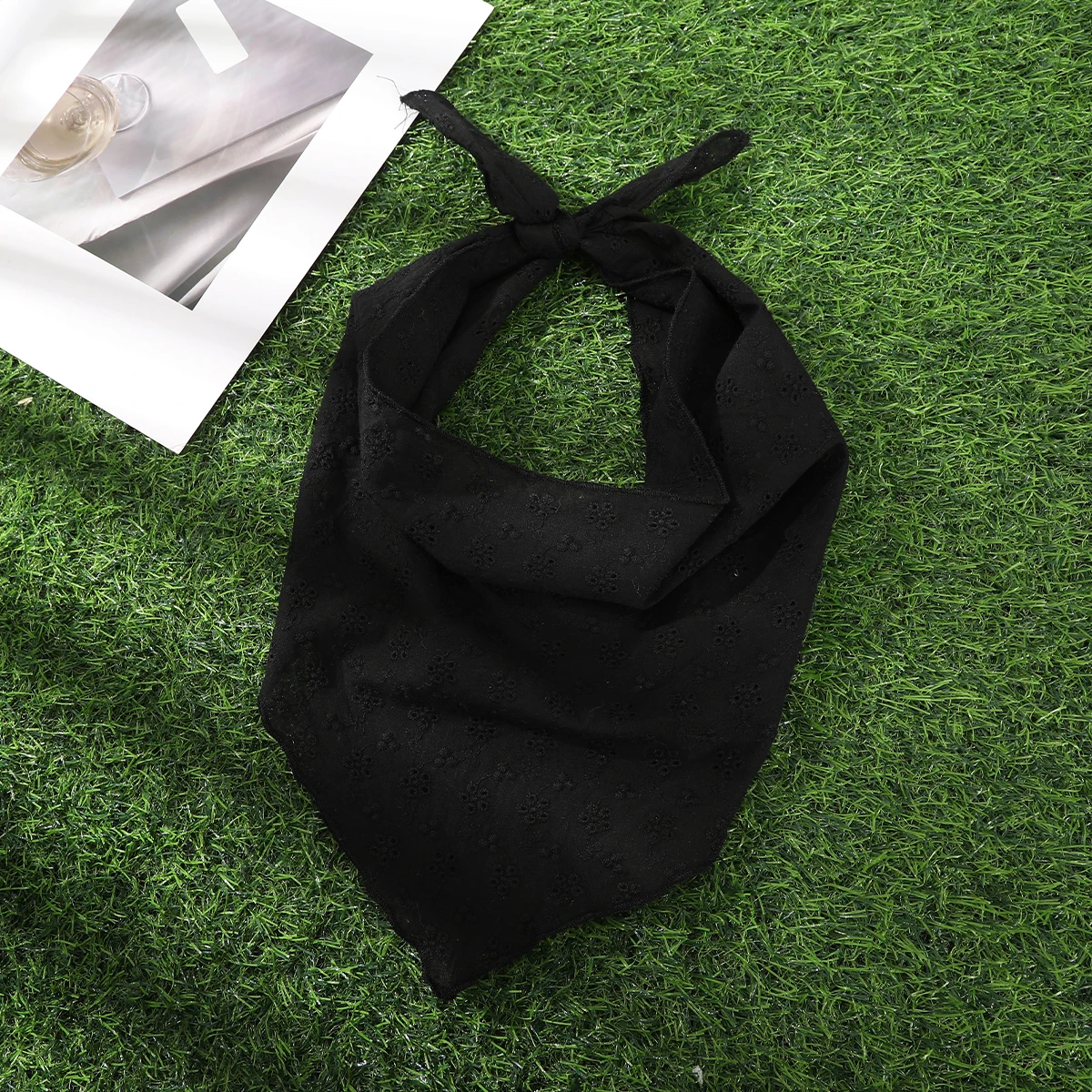 Fabric Flower Vine Triangle Scarf Black Hair Bands Turban Headbands For Women Sweet Retro Headwarps Bandana Hair Accessories