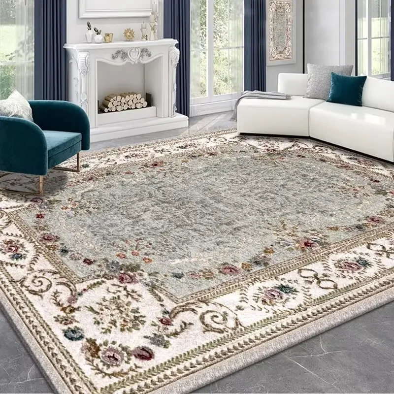 Retro Luxury Living Room Decoration Carpet European Style Home Washable Soft Floor Mat Non-slip Bedroom Large Sofa Table Rug 3