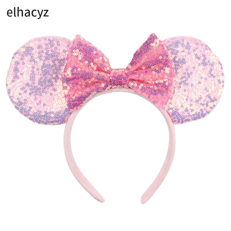 

2024 NEW 4 Inch Thicken Mouse Ears Headband Girls Glitter 5" Bow Hairband DIY Women Festival Party Hair Accessories Kids Gift