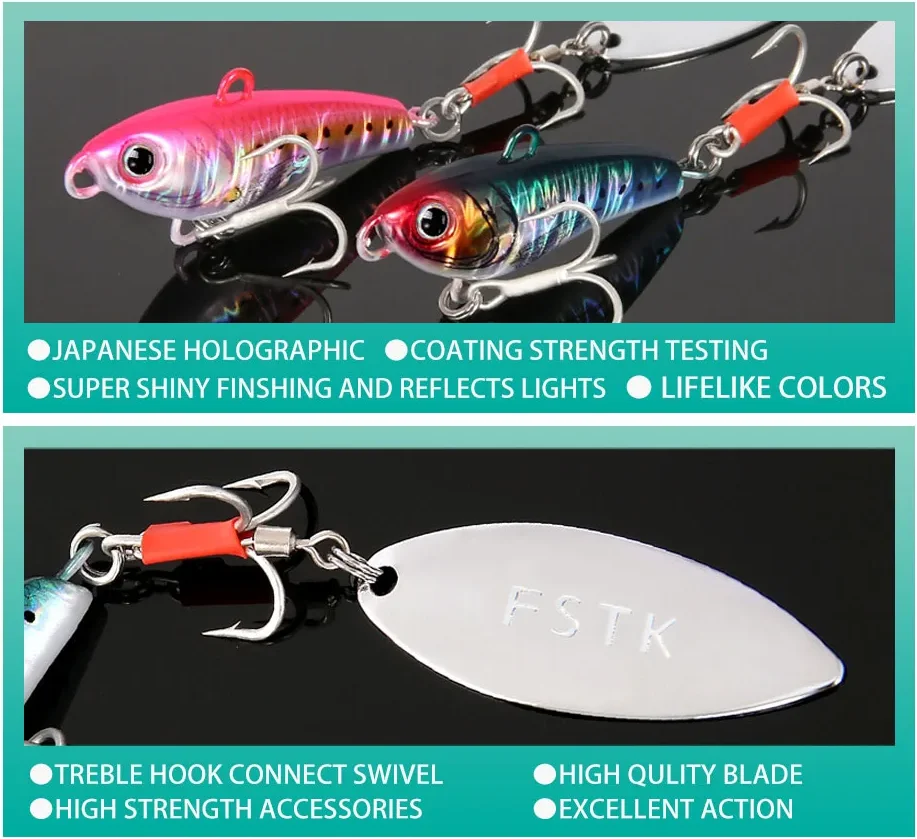 FSTK Süßwasser Makrele Bass Metall Vib Shad Casting Shore Jig 14 21 28G Jigging Klinge Löffel Angeln Köder künstliche Köder Tackle – Detail 5