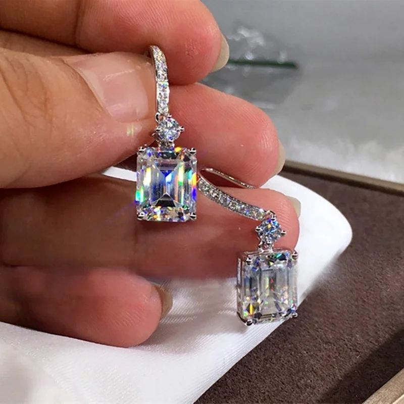 Luxury Fashion Silver Color Inlaid Zircon Stones Drop Earrings for Women Wedding Bridal Engagement Earring Jewelry Gift - Image 3