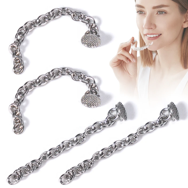 2pcs 치과 교정용 링갈 체인, 실버 체인 치과 교정용 액세서리, 링갈 버클 치과 소모품 치과 교정 재료