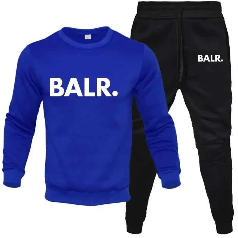 Men's Sets 2-Piece Hip Hop Anime Cartoon BALR Printed Plus Fleece Fashion Autumn Men O-Neck Sweatshirts Sweatpants Casual Suit 6